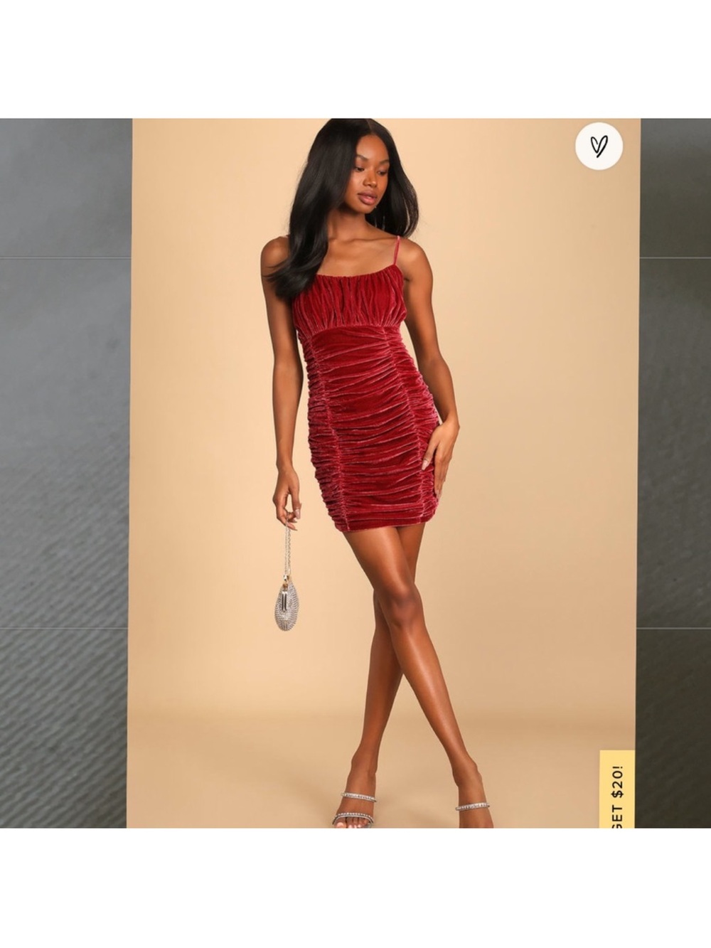 Lulus Happy Ours Berry Red Velvet
Ruched Bodycon Mini Dress